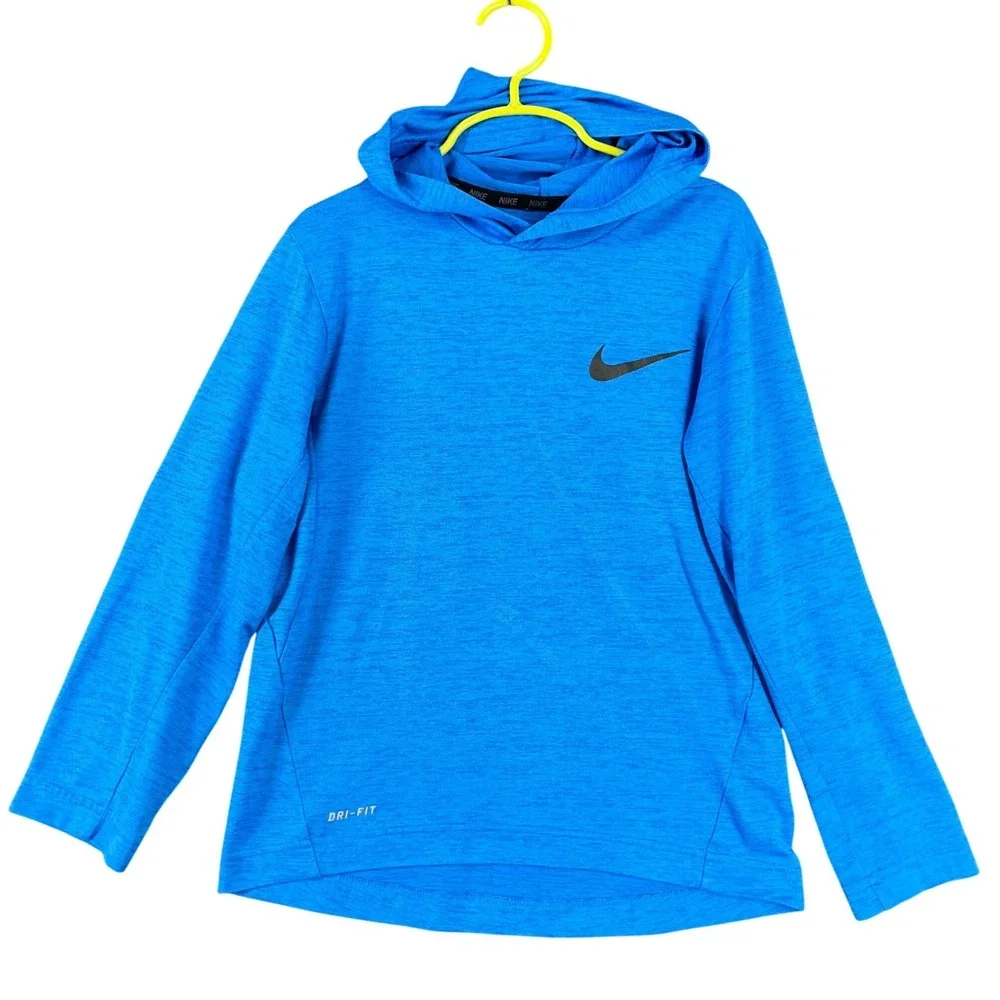 Nike Dri-FIT Hoodie Boys Small Blue Long‎ Sleeve Pullover Activewear